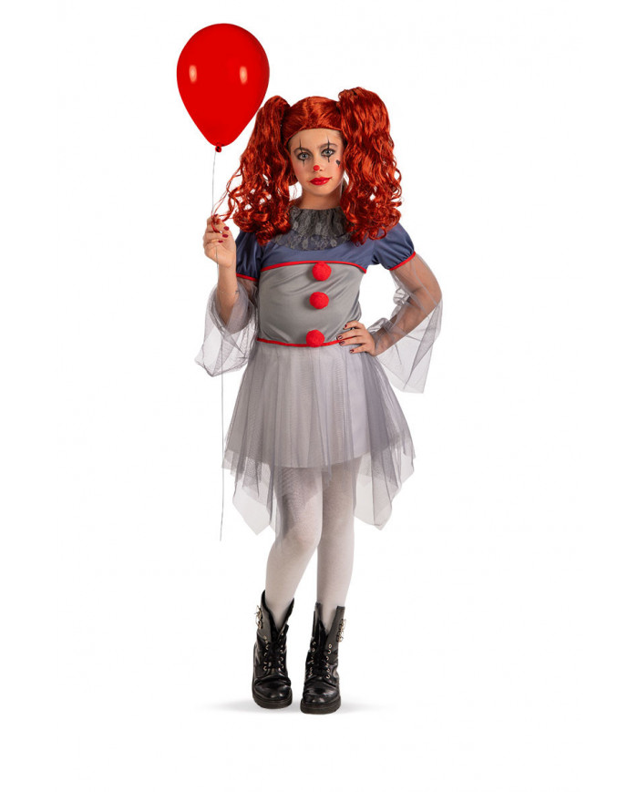 Horror clown costume for kid with stretchy fabric dress and