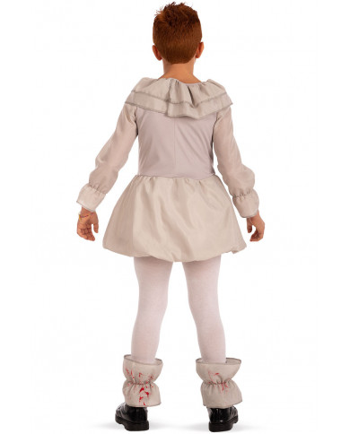 Horror clown costume for kid composed of fabric and stretchy