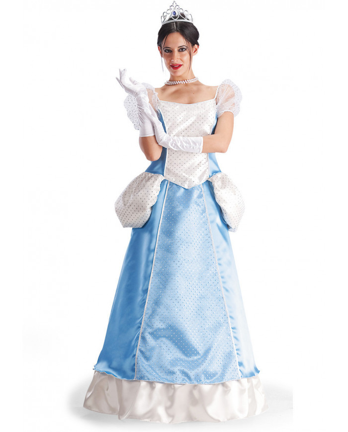Cinderella costume with satin and glittered veil corset and