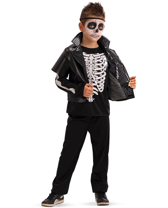 Skeleton dance costume for kid with stretchy fabric shirt and Skeleton dance costume for kid with stretchy fabric shirt and