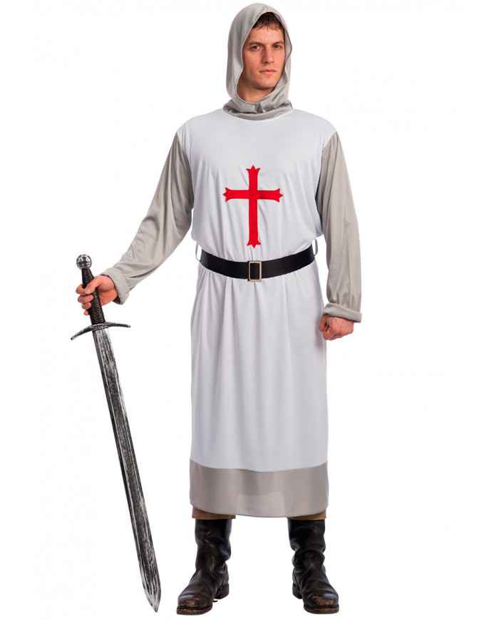 Crusader costume composed by dress and hood in stretchy fabric