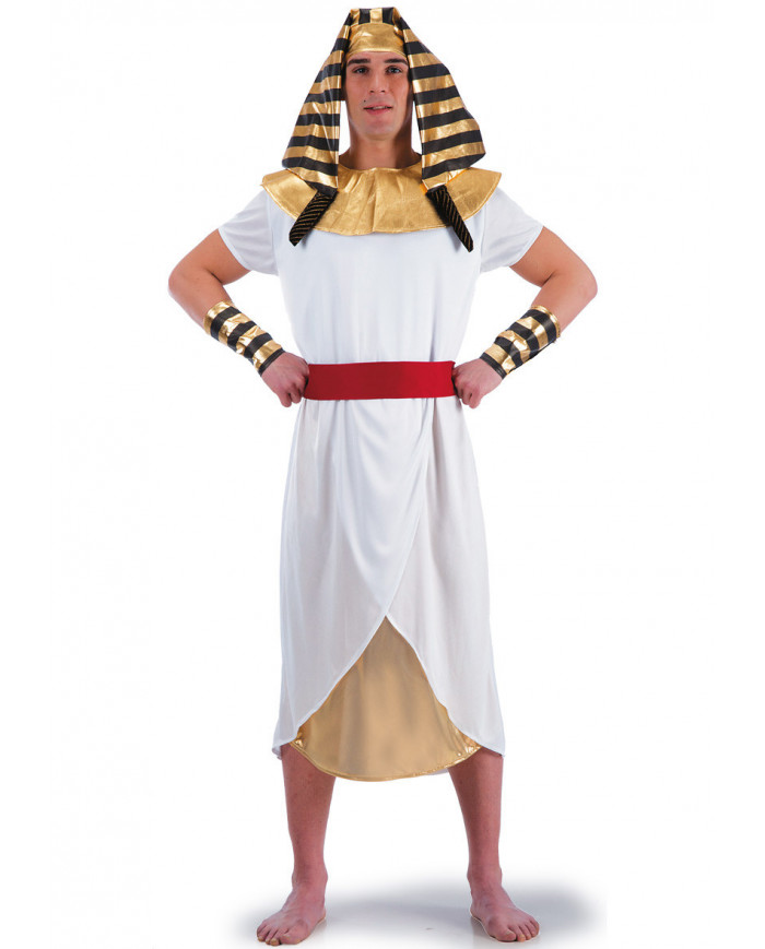 Pharaoh costume with stretchy dress, lurex bracers and hat, one