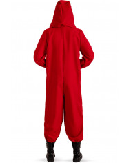 Red fabric jumpsuit with hood for woman, one size S/M. Red fabric jumpsuit with hood for woman, one size S/M.
