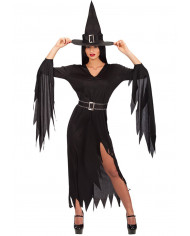 Witch costume with stretchy dress, hat and belt, one size S/M/L. Witch costume with stretchy dress, hat and belt, one size S/M/L.