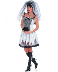 Infernal bride costume with jersey dress, veil underskirt and