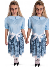 Horror twin costume for woman with stretchy fabric dress, one