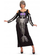 Costume da scheletro di sirena per donna. Abito in tessuto nero