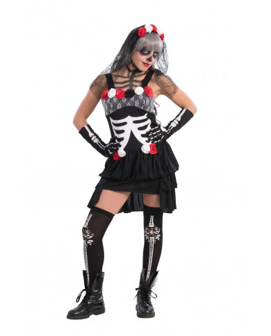 Costume scheletro donna messicana per donna. Taglia unica che