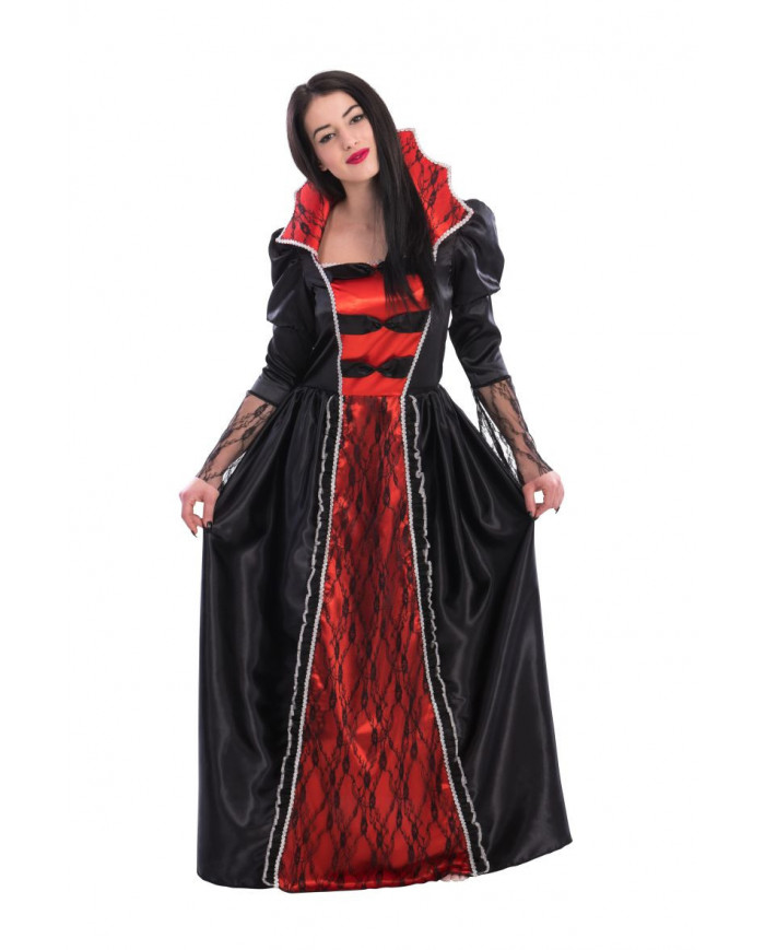 Vampire Lady costume composed by satin dress with lace and