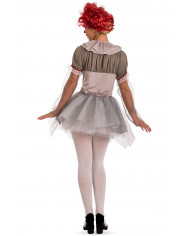 Horror clown costume for woman composed of stretchy fabric