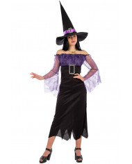 Costume da strega con ragnatele viola per donna. Composto da un