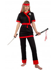 Ninja warrior costume composed of shirt, trousers, belt and
