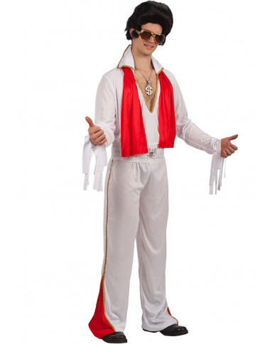 Elvis costume with stretchy suit, belt and scarf, size M. Elvis costume with stretchy suit, belt and scarf, size M.