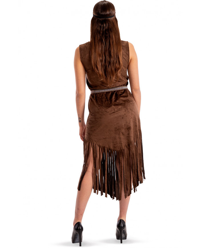 Indian costume for woman composed of velvet dress with belt and