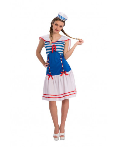 Sailor costume with stretch fabric dress with decorations, one