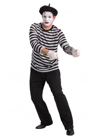 Mime artiste costume with stretch fabric shirt, trousers and