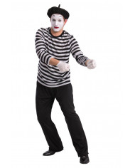Mime artiste costume with stretch fabric shirt, trousers and