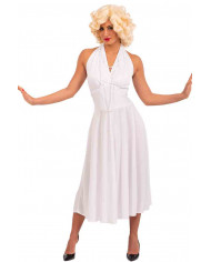 Costume Marylin da donna composto da un abito lungo bianco i