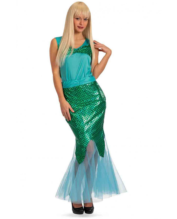 Mermaid costume consisting of tunic and skirt in stretch