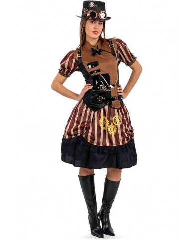 Costume in vero stile Steampunk composto da abito in tessito Costume in vero stile Steampunk composto da abito in tessito