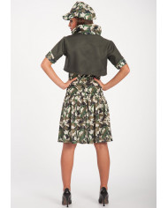 Lady soldier costume with stretchy dress and shrug, hat, one