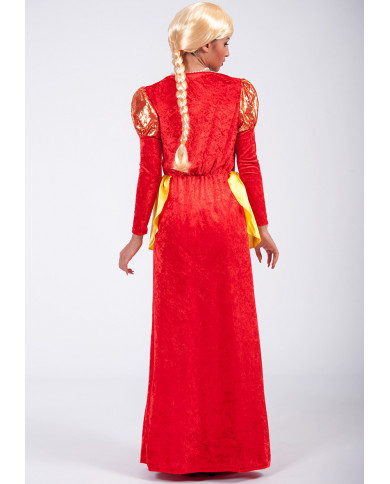 Red Lady chenille dress with lurex and satin parts, one size