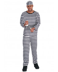 Prisoner costume with stretch fabric coat and trousers, hat