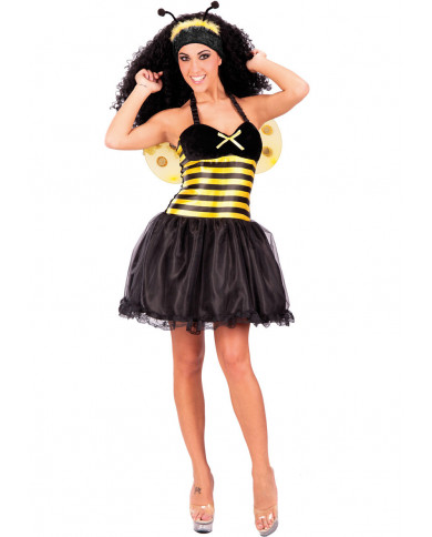Bee costume with satin and veil dress, wings and headband, one