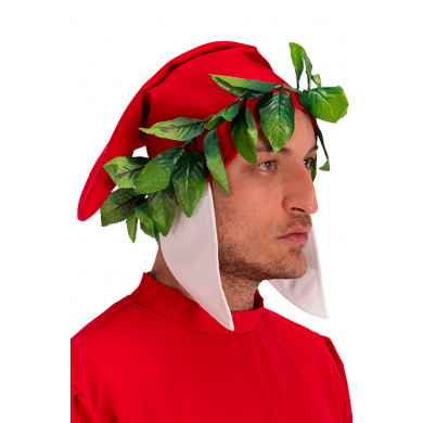 Tocado de Dante de tela con corona de laurel en bolsa con gancho