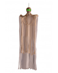Mummy skeleton to hang with white tunic, luminous eyes and