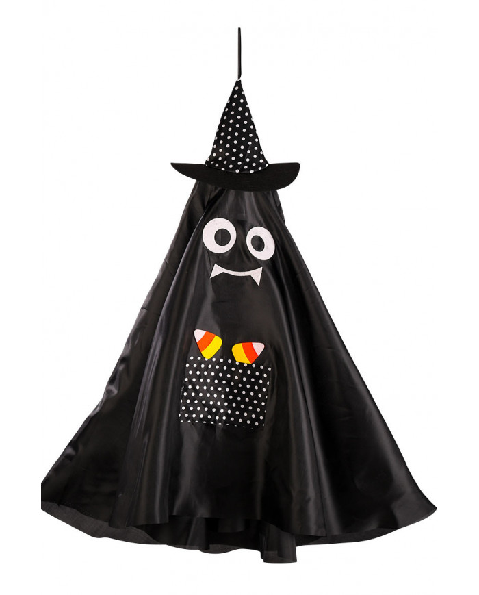 Halloween decoration to hang in the shape of a ghost in black