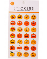 28 3D plastic stickers in the shape of a pumpkin with various