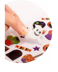25 horror-themed plastic stickers with glitter and metallic