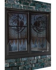 2 window curtains in black macram‚ fabric with spider print 2 window curtains in black macram‚ fabric with spider print