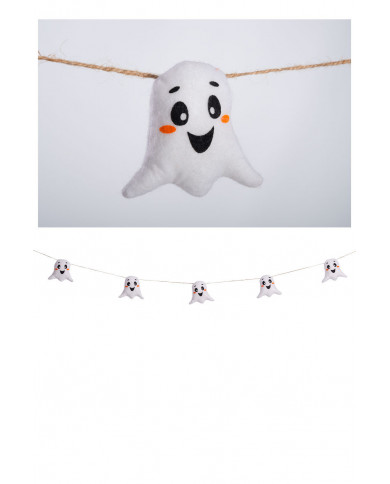 Garland with cute white stuffed ghosts. Made of fabric, long