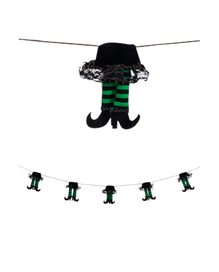 Festone di Halloween con simpatiche gambette da strega verdi e