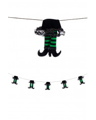 Festone di Halloween con simpatiche gambette da strega verdi e