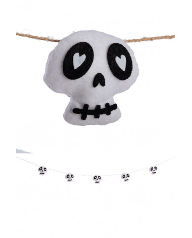 Garland with cute white padded skulls. Made of fabric, long