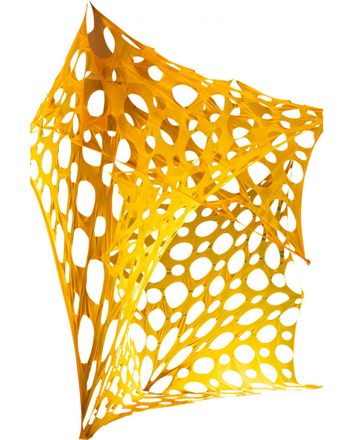 Orange flame retardant fabric with holes, dimensions