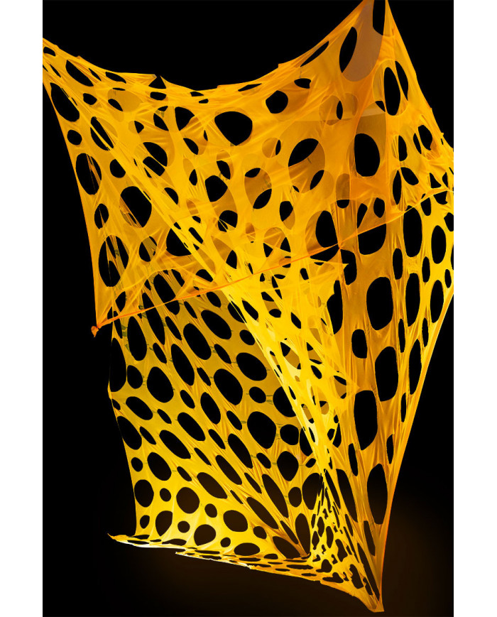 Orange flame retardant fabric with holes, dimensions