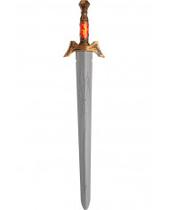 Plastic knight sword with gold handle, silver blade and dragon