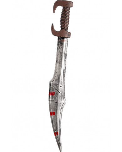 Spartan sword in plastic with brown handle and silver blade.