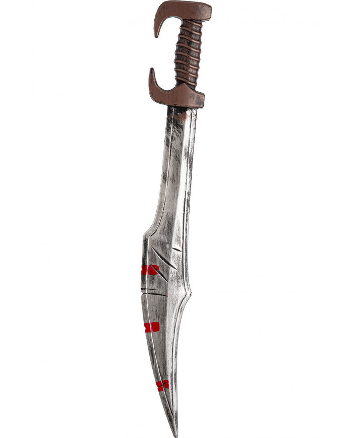 Spartan sword in plastic with brown handle and silver blade.