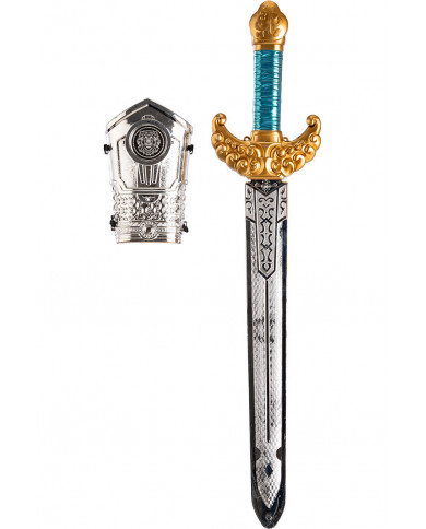 Sword with wristband in plastic to impersonate a brave medieval