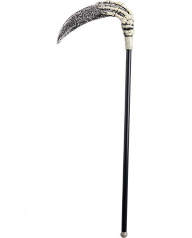 Plastic scythe with black handle, silver blade and skeleton Plastic scythe with black handle, silver blade and skeleton