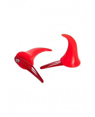 Two red plastic horns easy to wear thanks to the practical Two red plastic horns easy to wear thanks to the practical