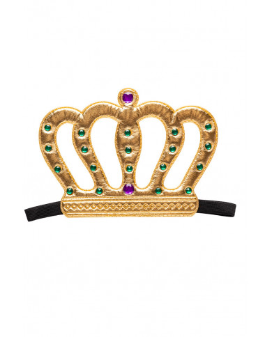 Crown in gold fabric with colored gems, easy to wear thanks to Crown in gold fabric with colored gems, easy to wear thanks to