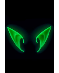 Pointed ears in rigid plastic that glow in the dark, to