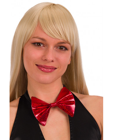 Bow tie in red fabric, easy to wear thanks to the practical
