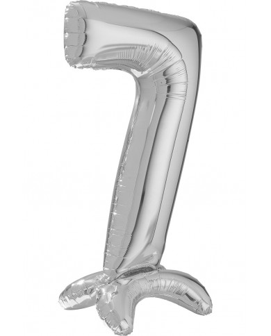 Silver foil balloon in the shape of a number 7 with pedestal Silver foil balloon in the shape of a number 7 with pedestal